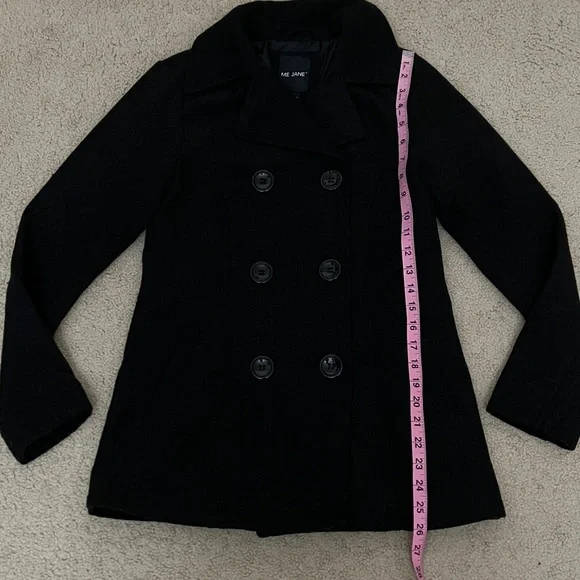 Wool Blend Pea Coat, Tapered Fit, Double breasted, Winter warmth, xs - Picture 2 of 5